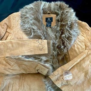 Leather Jacket with Faux Fur Lining